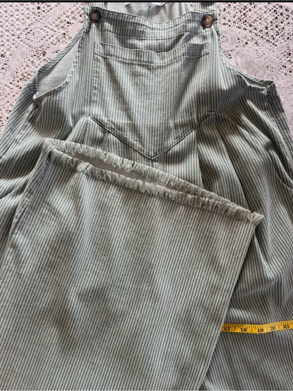 Billy T Green Striped Cotton Overalls - Picture 11 of 11